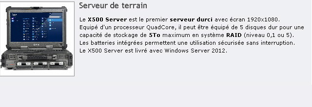 Nouveau Serveur durci GETAC X500 Server